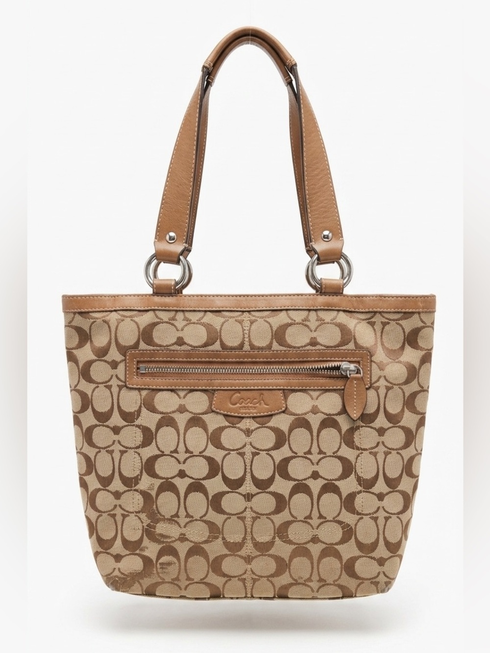 Coach Brown/Tan Signature Canvas Tote